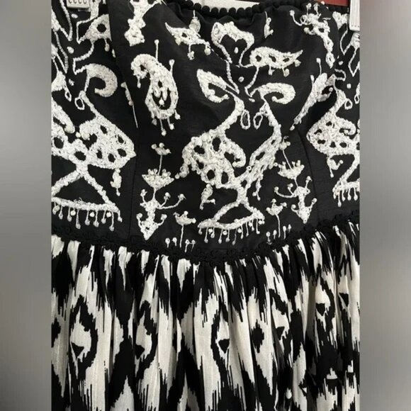 NWT Anthropologie size XS Payal Jain strapless dress maxi Black White Beaded - Picture 3 of 4